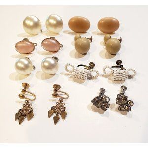 Vintage Retro Screw Back Earrings Variety Lot Of 8
